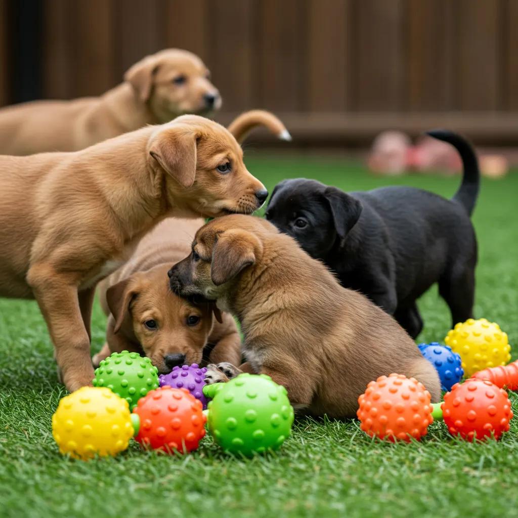Discover Top Dog Training in Victoria, BC - K-9 Super Heroes 2 A group of puppies playing safely, highlighting the importance of early socialization for healthy behavioral development